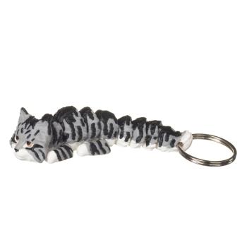 Kot maine coon szary pręgowany brelok 3D do kluczy